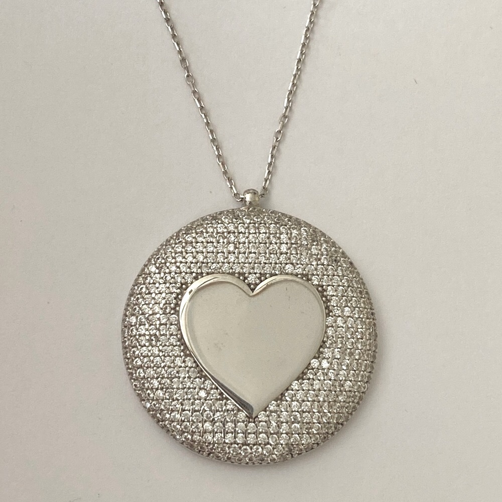 925 Silver heart cubic zirconia cz stones necklace